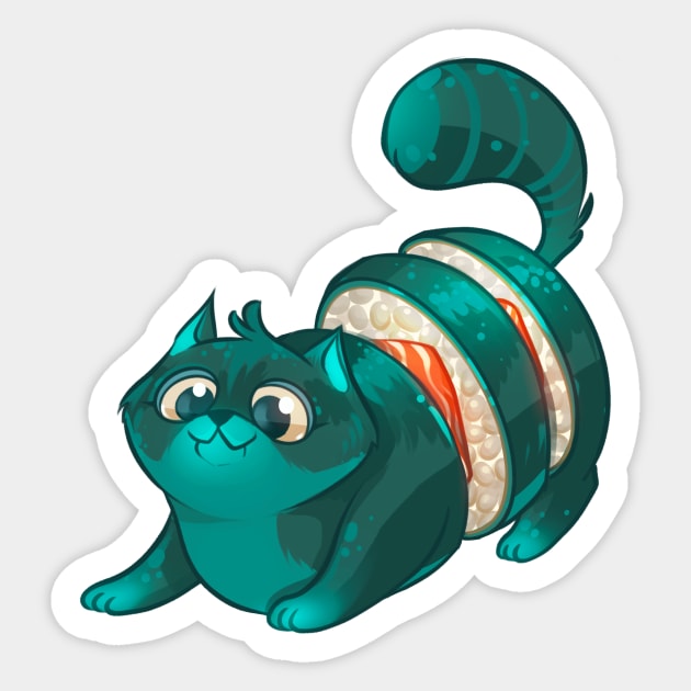 Sushi Roll Cat Sticker by Claire Lin